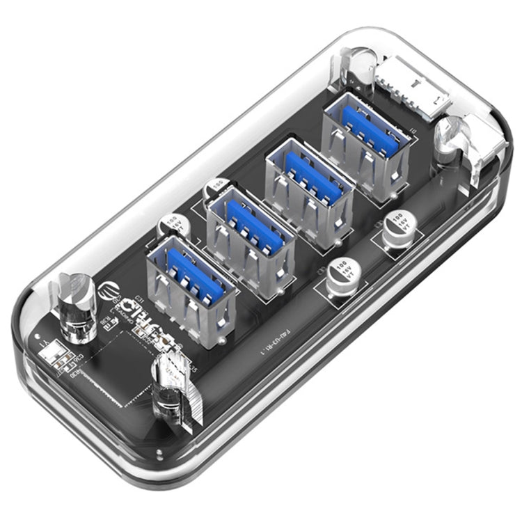 ORICO F4U 4ポート USB 3.0 5Gbps 高速伝送 デスクトップハブ 青色LEDインジケーター付き、4ポート