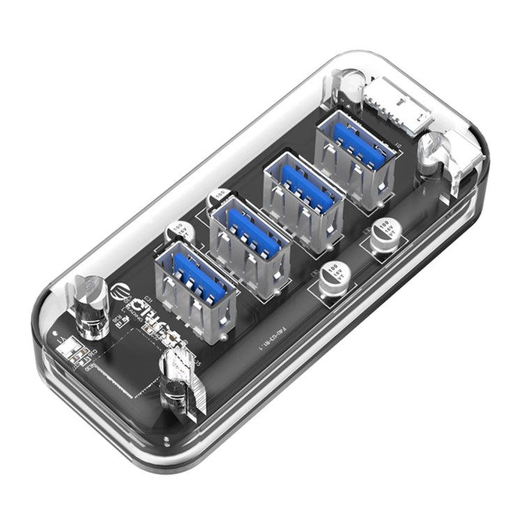 ORICO F4U 4ポート USB 3.0 5Gbps 高速伝送 デスクトップハブ 青色LEDインジケーター付き、4ポート