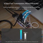 ORICO F4U 4ポート USB 3.0 5Gbps 高速伝送 デスクトップハブ 青色LEDインジケーター付き、4ポート