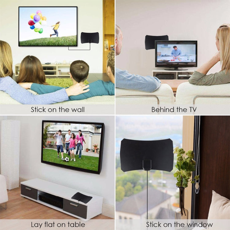 50マイル範囲 25dBi 高利得デジタル室内 HDTVアンテナ 3m同軸ケーブル付き, 50マイル 25dBi ブラック