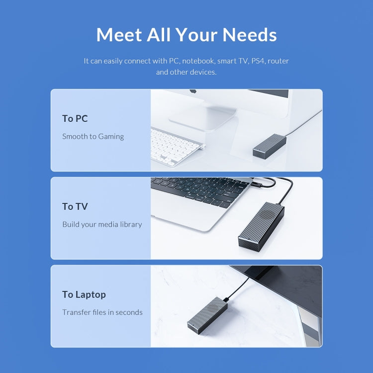 ORICO M2PVC3-G20-GY-BP USB3.2 20Gbps M.2 NVMe SSD エンクロージャー, M2PVC3-G20-GY-BP
