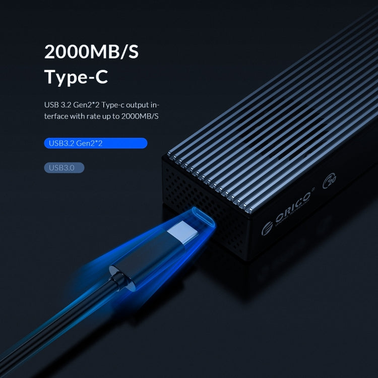 ORICO M2PVC3-G20-GY-BP USB3.2 20Gbps M.2 NVMe SSD エンクロージャー, M2PVC3-G20-GY-BP