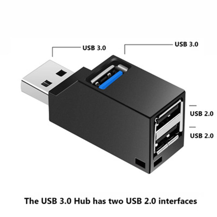 ポータブルミニ 2 x USB 2.0 + 1 x USB 3.0 ハブ ストラップ付き、USB 3.0