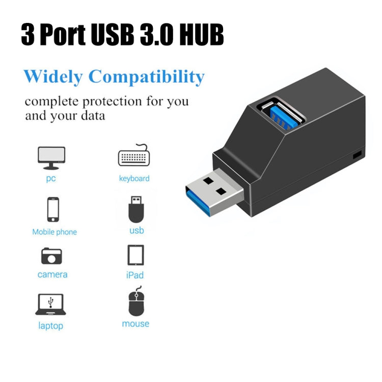 ポータブルミニ 2 x USB 2.0 + 1 x USB 3.0 ハブ ストラップ付き、USB 3.0