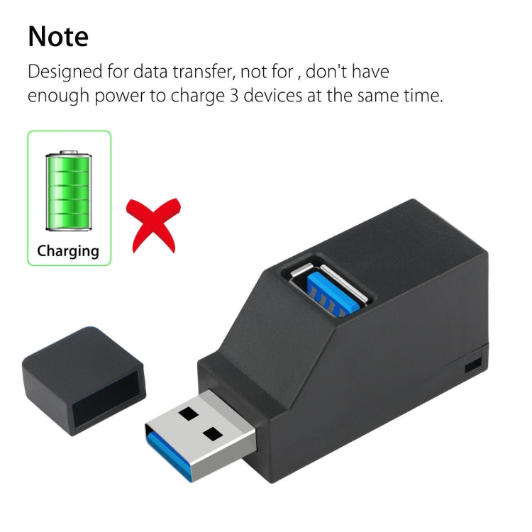 ポータブルミニ 2 x USB 2.0 + 1 x USB 3.0 ハブ ストラップ付き、USB 3.0
