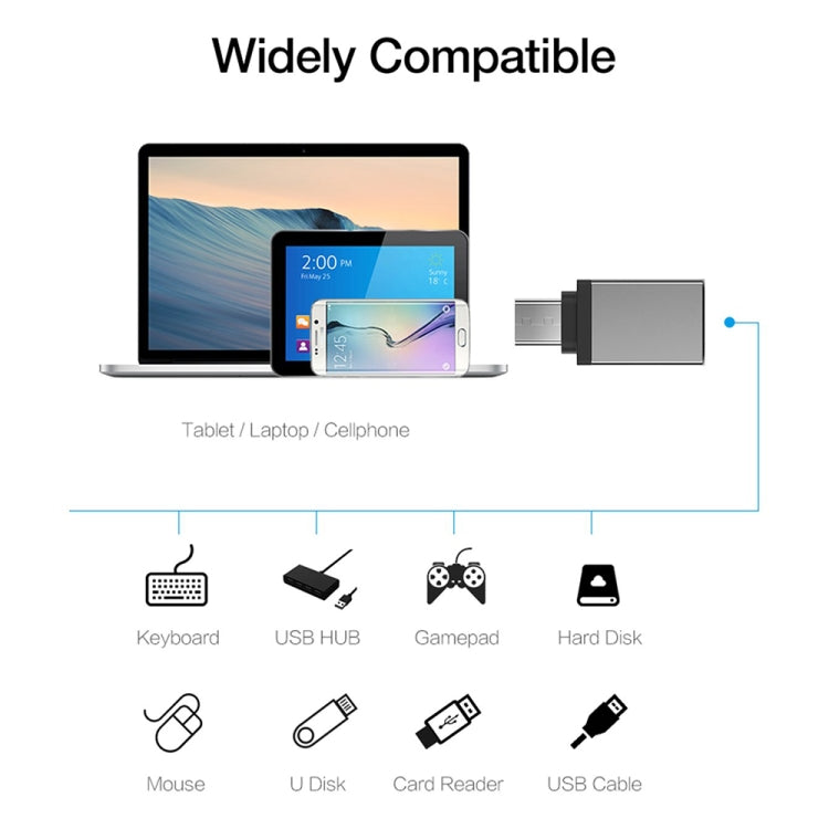 アルミ合金 USB-C / Type-C 3.1オス-USB 3.0メス データ/充電アダプター