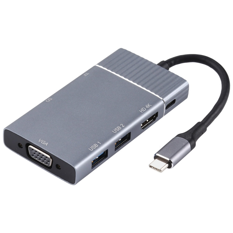7-in-1 デュアル USB 3.0 + TF/SD + HDMI/VGA + 3.5mmジャック + Type-C / USB-C 多機能 USB-C ドックステーション、2xUSB3.0+TF/SD+HDMI/VGA+3.5mm