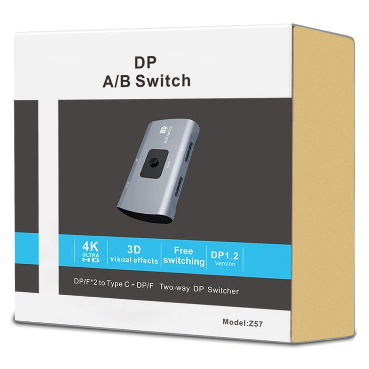 Z57 DP メス x 2 から USB-C / Type-C + DP メス 双方向 DP スイッチャー、Z57