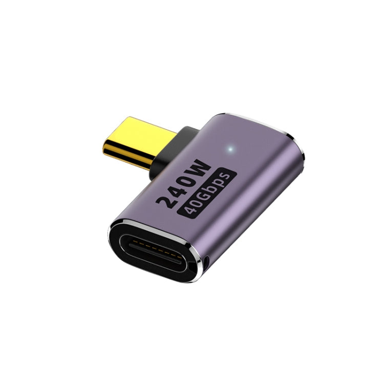 240W USB-C/Type-C メスから USB-C/Type-C オス 40Gbps サイドベンドアダプター ライト付き、サイドベンドアダプター