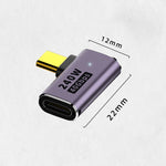 240W USB-C/Type-C メスから USB-C/Type-C オス 40Gbps サイドベンドアダプター ライト付き、サイドベンドアダプター