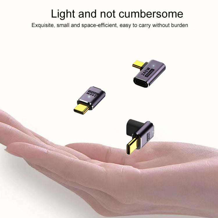 240W USB-C/Type-C メスから USB-C/Type-C オス 40Gbps サイドベンドアダプター ライト付き、サイドベンドアダプター