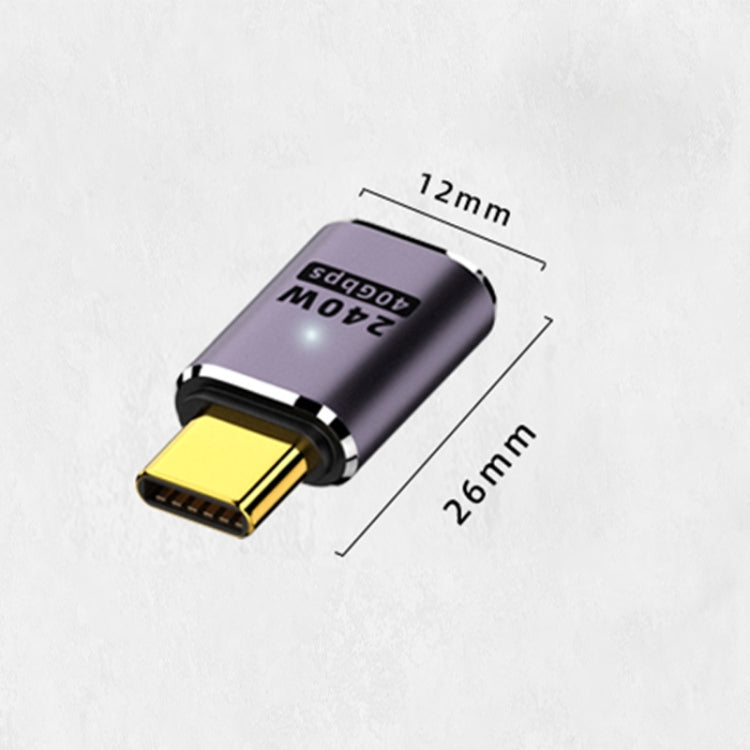 240W USB-C/Type-C メスから USB-C/Type-C オス 40Gbps ストレートアダプター ライト付き、ストレートアダプター