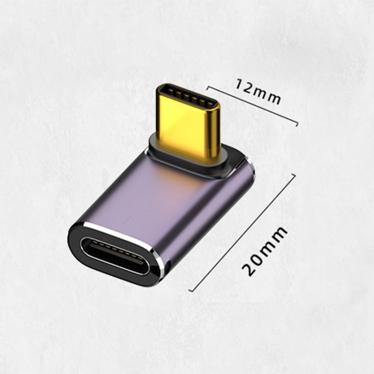 240W USB-C/Type-C メス to USB-C/Type-C オス 40Gbps 垂直角度アダプター ライト付き、垂直角度アダプター