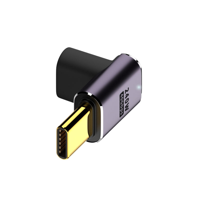 240W USB-C/Type-C メスから USB-C/Type-C オス 40Gbps 上下ベンドアダプター ライト付き、上下ベンドアダプター