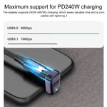 240W USB-C/Type-C メスからUSB-C/Type-C オス 40Gbps U字型アダプター ライト付き、U字型アダプター