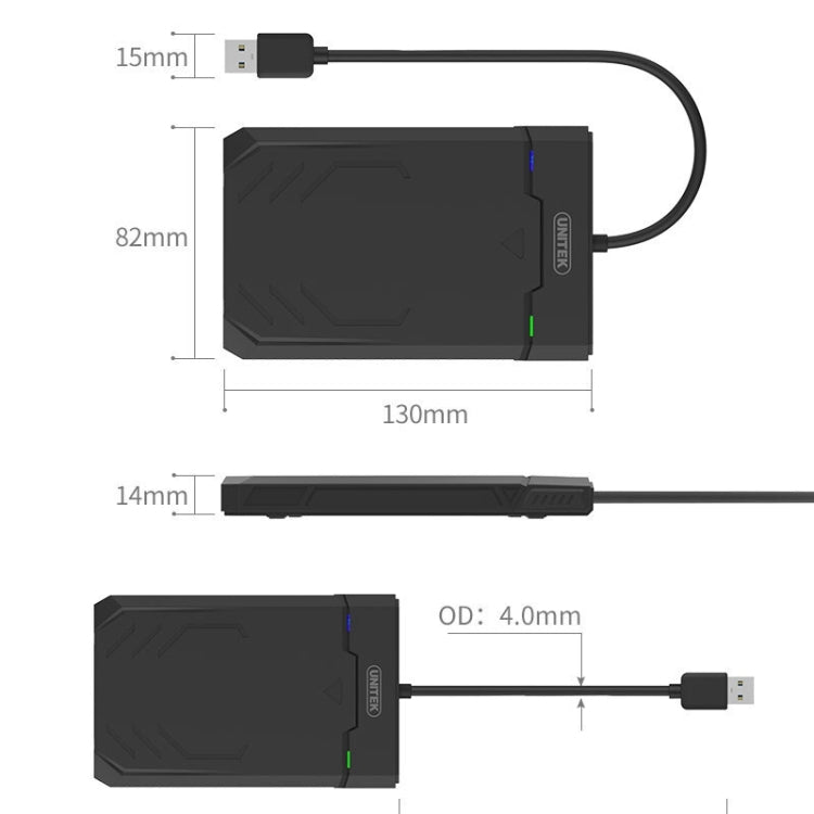 UNITEK SATA 2.5インチ USB 3.0 インターフェース HDDエンクロージャー、長さ: 30cm、SATA USB 3.0 インターフェース、長さ: 30cm