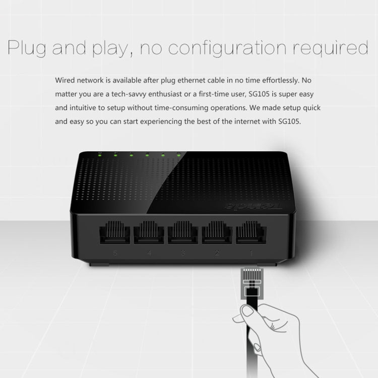 Tenda SG105 ミニ 5ポート 1000Mbps ファーストギガビットイーサネットネットワークスイッチ LANハブ、Tenda SG105 5ポート ブラック