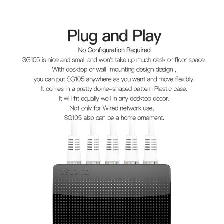 Tenda SG105 ミニ 5ポート 1000Mbps ファーストギガビットイーサネットネットワークスイッチ LANハブ、Tenda SG105 5ポート ブラック