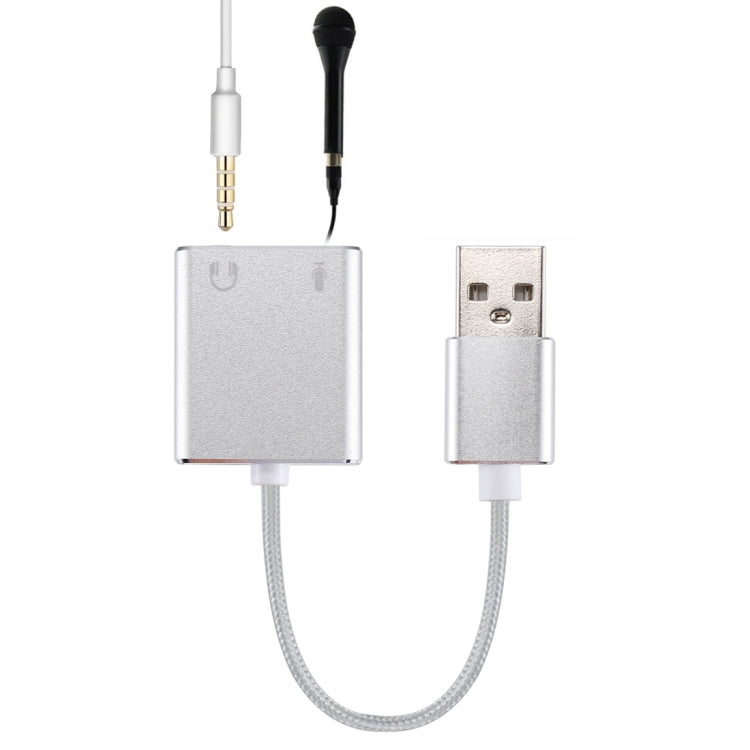 アルミ合金シェル外付けUSBバーチャル7.1チャンネルサウンドカード13cmケーブル付きPCラップトップ用、USB