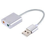 アルミ合金シェル外付けUSBバーチャル7.1チャンネルサウンドカード13cmケーブル付きPCラップトップ用、USB