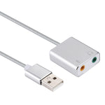 アルミ合金シェル外付けUSBバーチャル7.1チャンネルサウンドカード13cmケーブル付きPCラップトップ用、USB