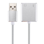 アルミ合金シェル外付けUSBバーチャル7.1チャンネルサウンドカード13cmケーブル付きPCラップトップ用、USB
