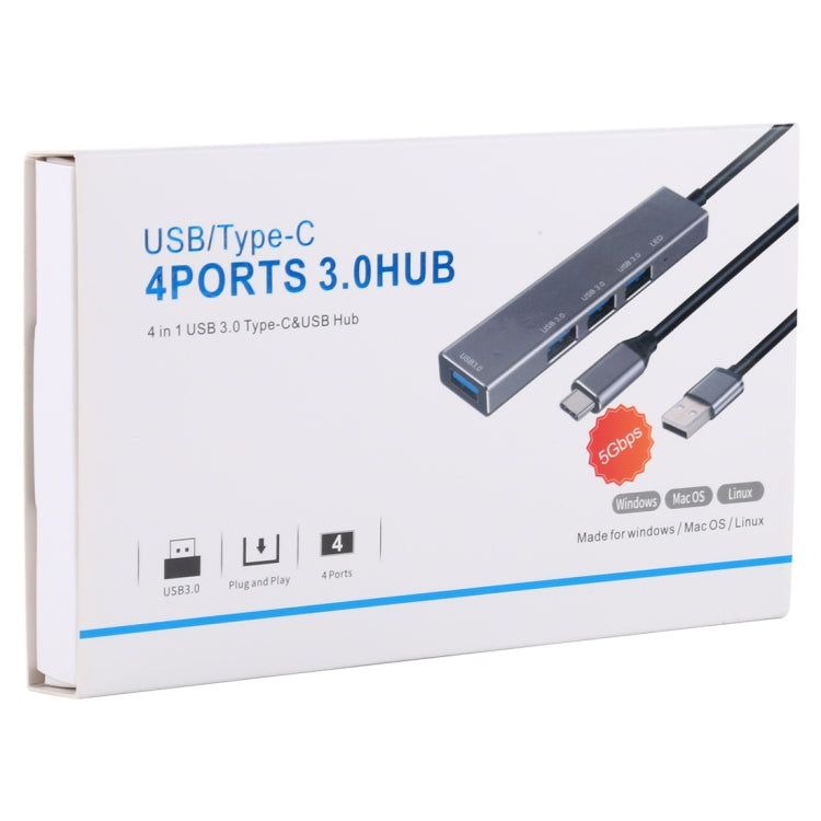3019 4ポート USB 3.0 to USB 3.0 アルミ合金ハブアダプター LEDインジケーター付き