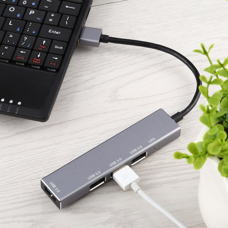 3019 4ポート USB 3.0 to USB 3.0 アルミ合金ハブアダプター LEDインジケーター付き