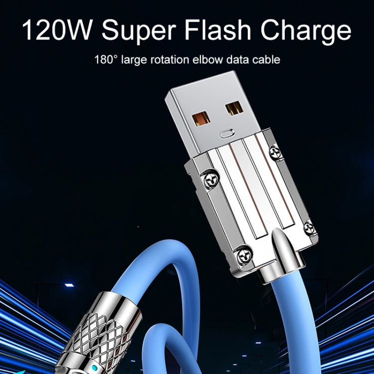 Mechシリーズ 6A 120W USBから8ピン180度メタルプラグ急速充電ケーブル、長さ：1.2m、1.2m 8ピン、1.2m 180度8ピン