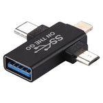 3in1 USB 3.0-8ピン＋マイクロUSB＋USB-C / Type-Cインターフェース多機能OTGアダプター
