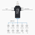 3in1 USB 3.0-8ピン＋マイクロUSB＋USB-C / Type-Cインターフェース多機能OTGアダプター