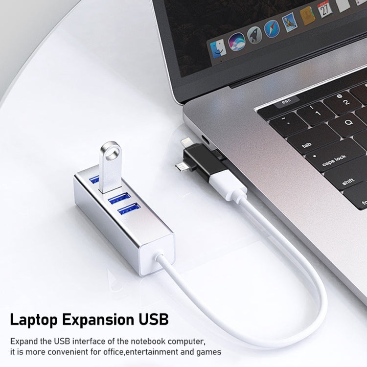 3in1 USB 3.0-8ピン＋マイクロUSB＋USB-C / Type-Cインターフェース多機能OTGアダプター