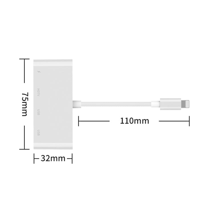 75216 4イン1 8ピンからHDMI + 8ピン充電 + 2 USBポート HDビデオコンバーター、75216