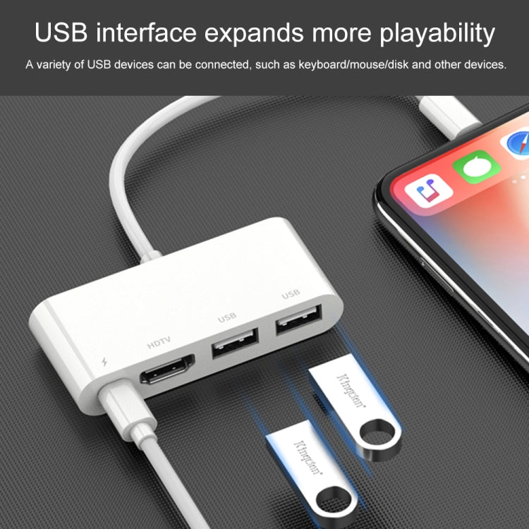 75216 4イン1 8ピンからHDMI + 8ピン充電 + 2 USBポート HDビデオコンバーター、75216