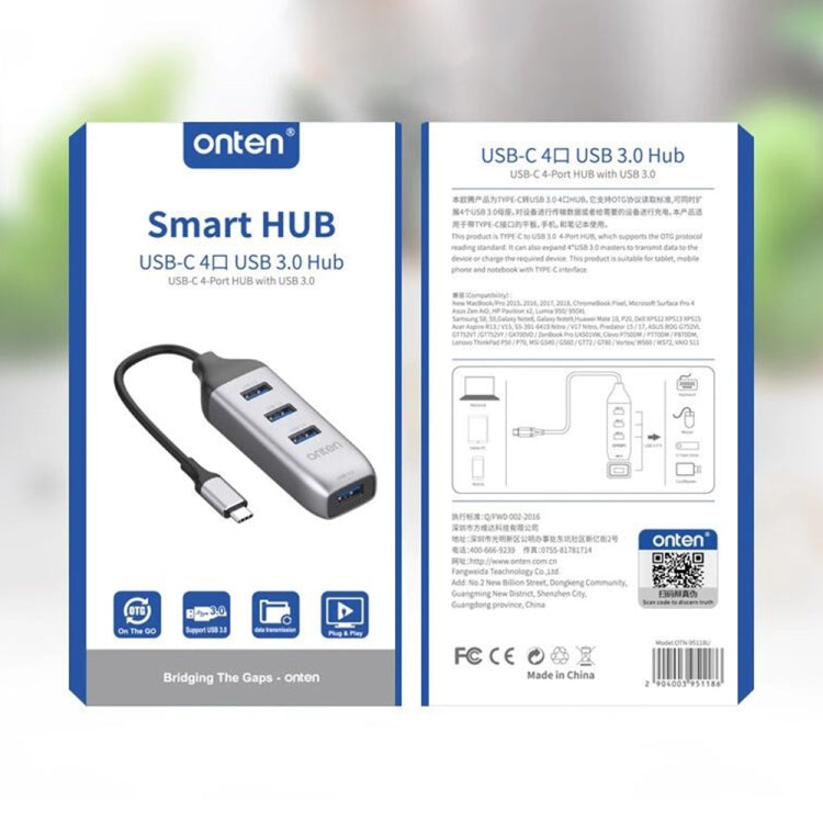 Onten 95118U 4in1 USB-C / Type-C to 4 USB 3.0ポート 多機能ハブ コンバータードッキングステーション, 95118U