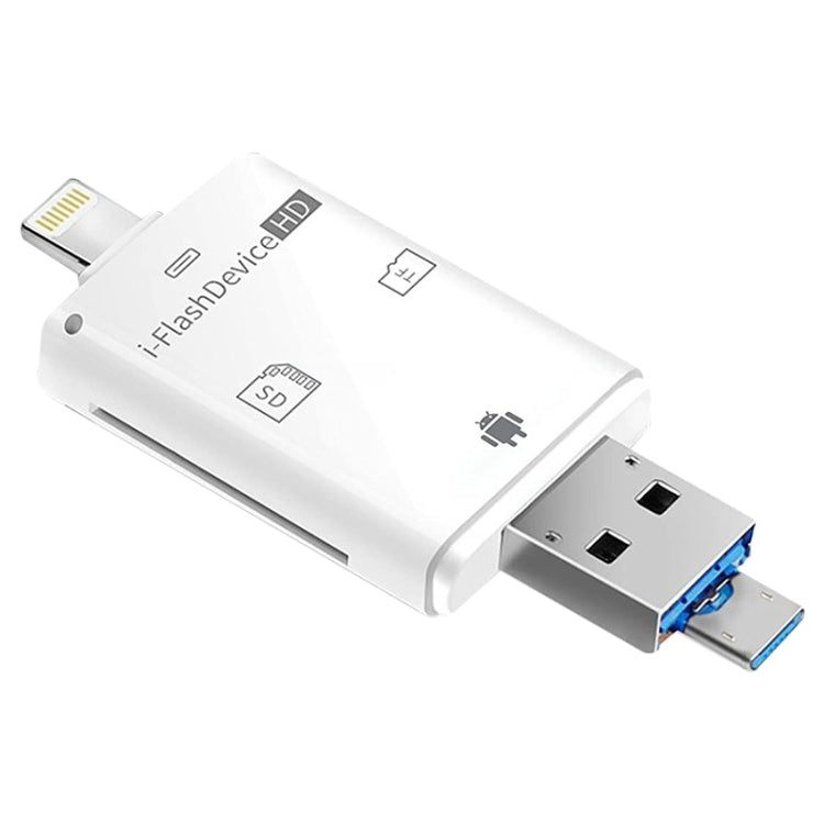 NK-208 3イン1 i-Flash TFカード / SDカードリーダー 8ピン + USB 2.0 + マイクロUSB対応（ブラック）、NK-208 ホワイト、NK-208 ブラック