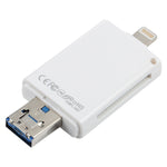 NK-208 3イン1 i-Flash TFカード / SDカードリーダー 8ピン + USB 2.0 + マイクロUSB対応（ブラック）、NK-208 ホワイト、NK-208 ブラック