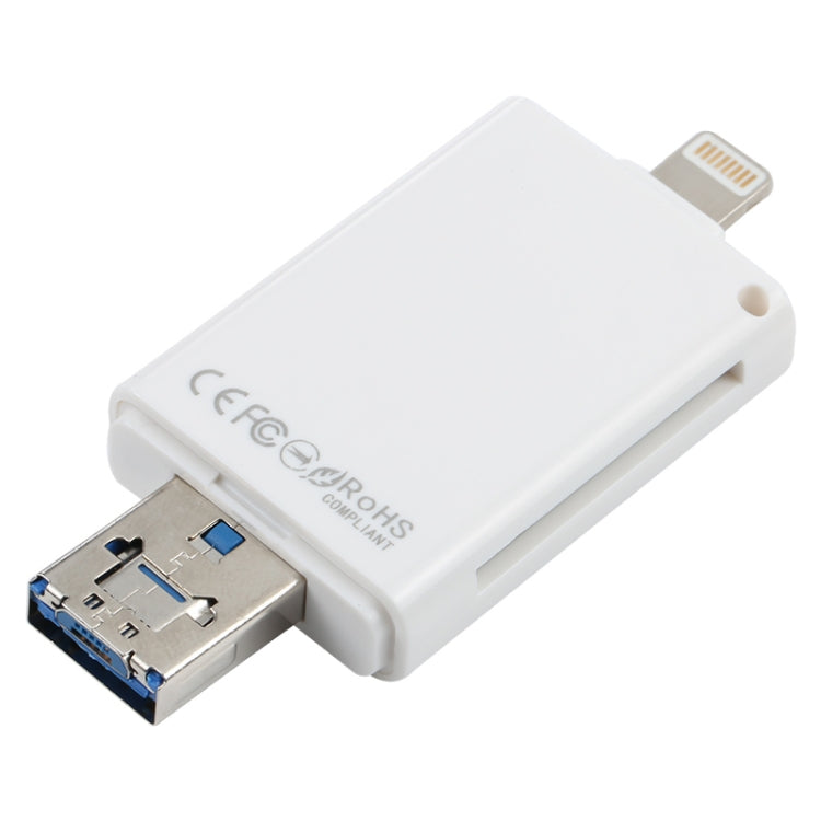 NK-208 3イン1 i-Flash TFカード / SDカードリーダー 8ピン + USB 2.0 + マイクロUSB対応（ブラック）、NK-208 ホワイト、NK-208 ブラック