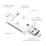 NK-208 3イン1 i-Flash TFカード / SDカードリーダー 8ピン + USB 2.0 + マイクロUSB対応（ブラック）、NK-208 ホワイト、NK-208 ブラック