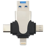4イン1 8ピン + USB-C / Type-C + マイクロUSB + USB 3.0 オス TFカードリーダー、4イン1