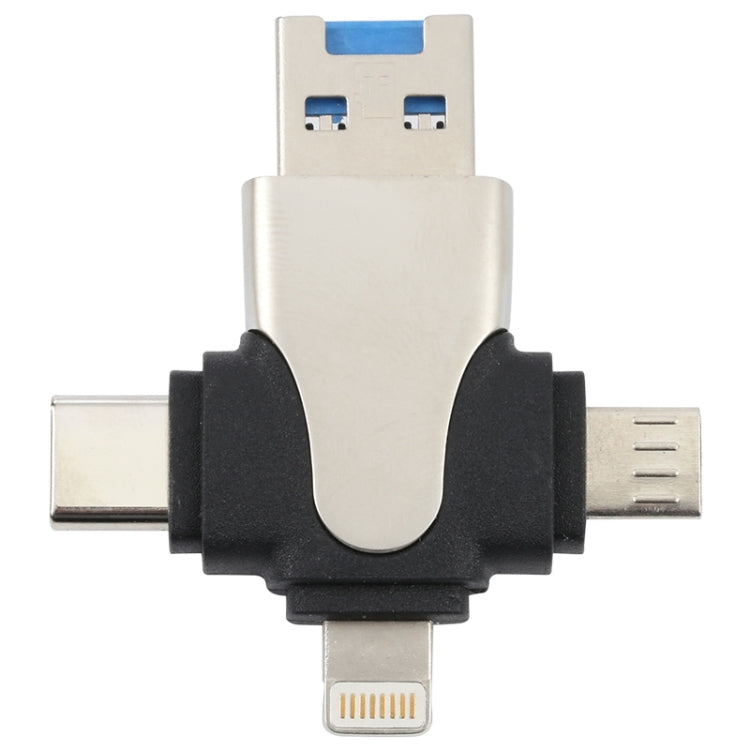 4イン1 8ピン + USB-C / Type-C + マイクロUSB + USB 3.0 オス TFカードリーダー、4イン1