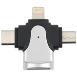3イン1 8ピン + USB-C / Type-C + マイクロUSB オスからUSB 3.0 メス 亜鉛合金アダプター