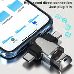 3イン1 8ピン + USB-C / Type-C + マイクロUSB オスからUSB 3.0 メス 亜鉛合金アダプター