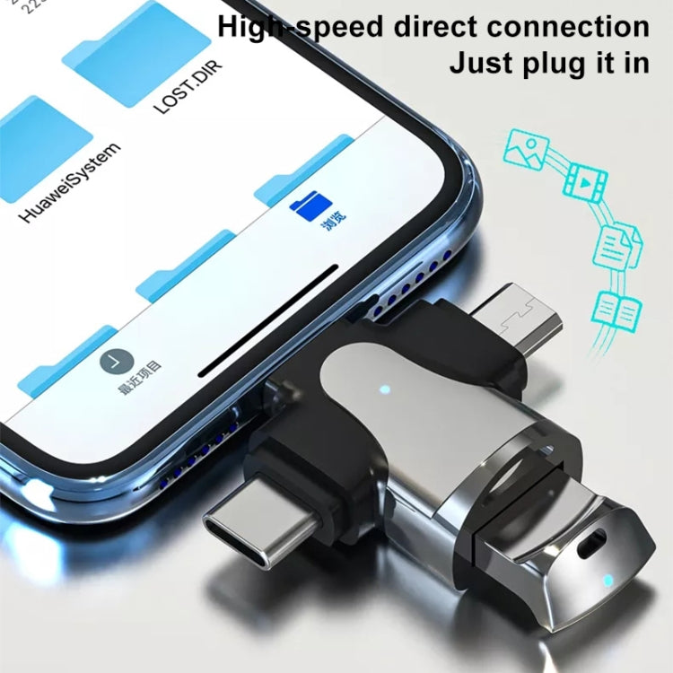 3イン1 8ピン + USB-C / Type-C + マイクロUSB オスからUSB 3.0 メス 亜鉛合金アダプター