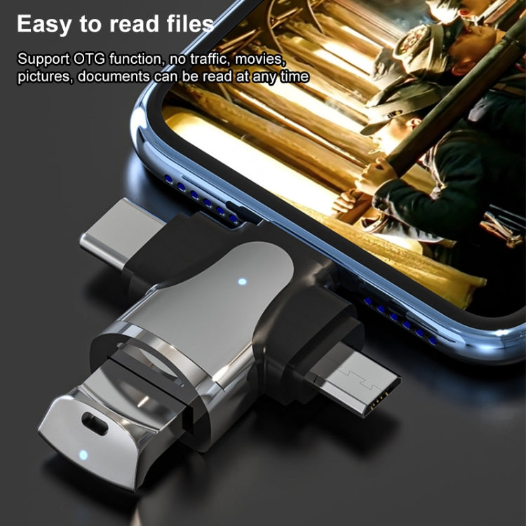 3イン1 8ピン + USB-C / Type-C + マイクロUSB オスからUSB 3.0 メス 亜鉛合金アダプター