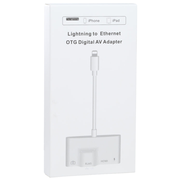 4イン1 8ピンオスから8ピン電源 + RJ45イーサネット + HDMI + USBカメラメス OTGデジタルAVアダプター、RJ45イーサネット