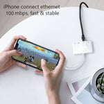 4イン1 8ピンオスから8ピン電源 + RJ45イーサネット + HDMI + USBカメラメス OTGデジタルAVアダプター、RJ45イーサネット