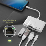 4イン1 8ピンオスから8ピン電源 + RJ45イーサネット + HDMI + USBカメラメス OTGデジタルAVアダプター、RJ45イーサネット