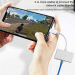 NK-1033 5イン1 8ピンオスからデュアルUSB + 3.5mm AUX + イーサネット + 8ピン電源メスアダプター、NK-1033