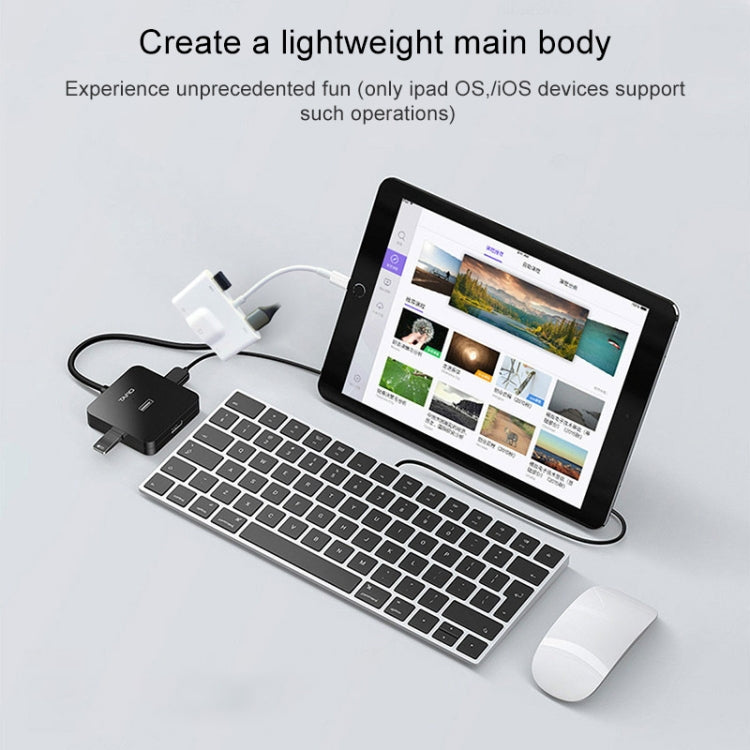 NK-1033 5イン1 8ピンオスからデュアルUSB + 3.5mm AUX + イーサネット + 8ピン電源メスアダプター、NK-1033